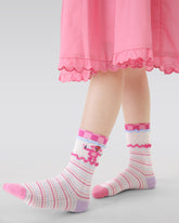 4足セット マジックスター バニーシリーズ キッズソックス 薄手メッシュ コットンクルーソックス